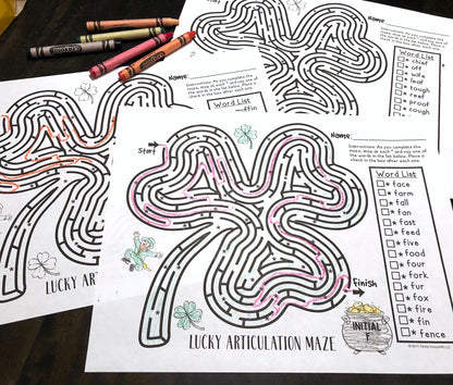 Lucky Articulation Mazes ~ No Prep Speech Therapy