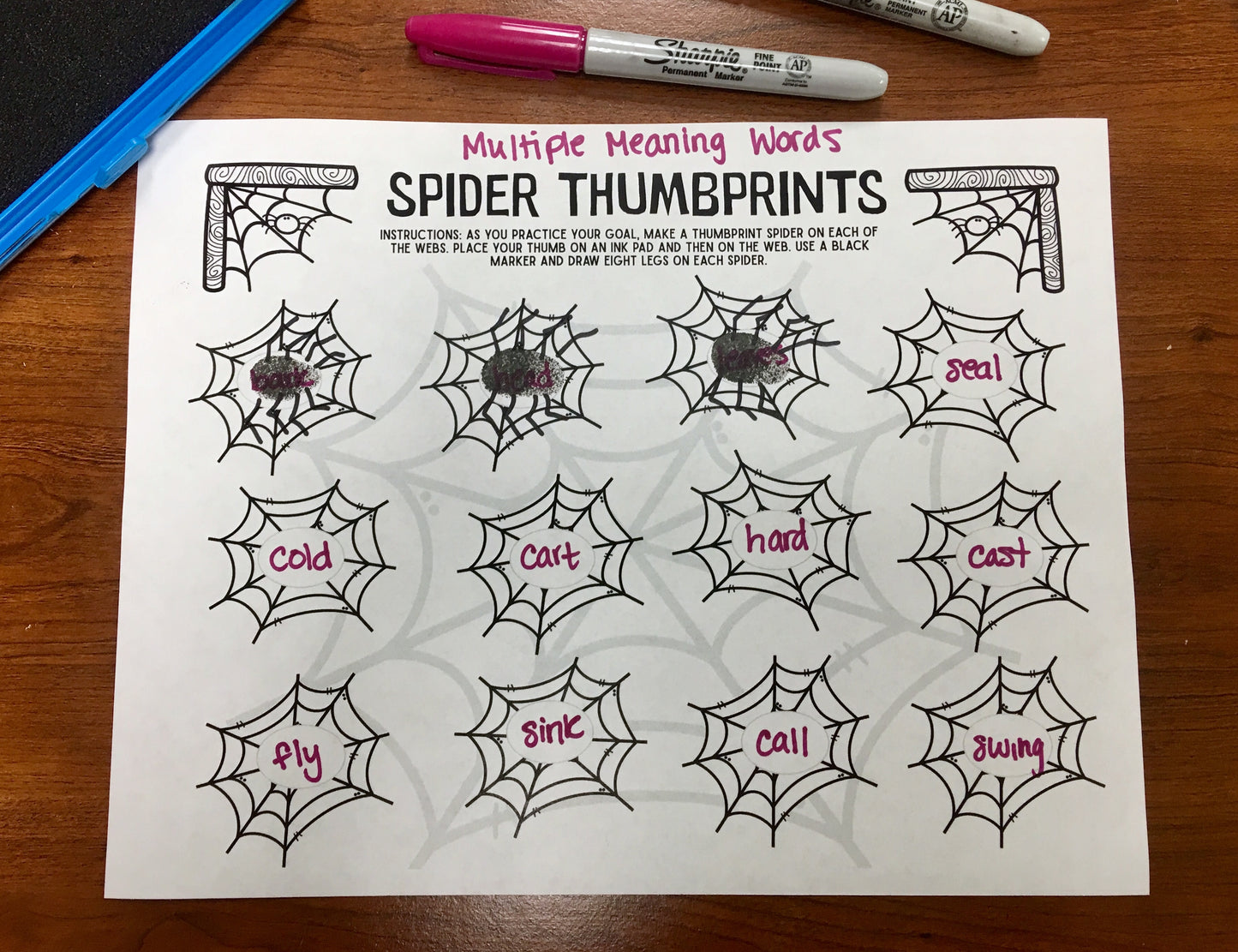 Spider Thumbprints A Speech Therapy Craft Activity ~ Articulation Practice