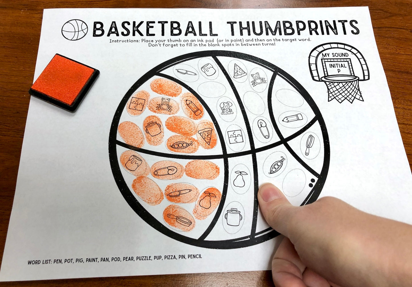 Basketball Thumbprints A Speech Therapy Craft Activity ~ Articulation Practice