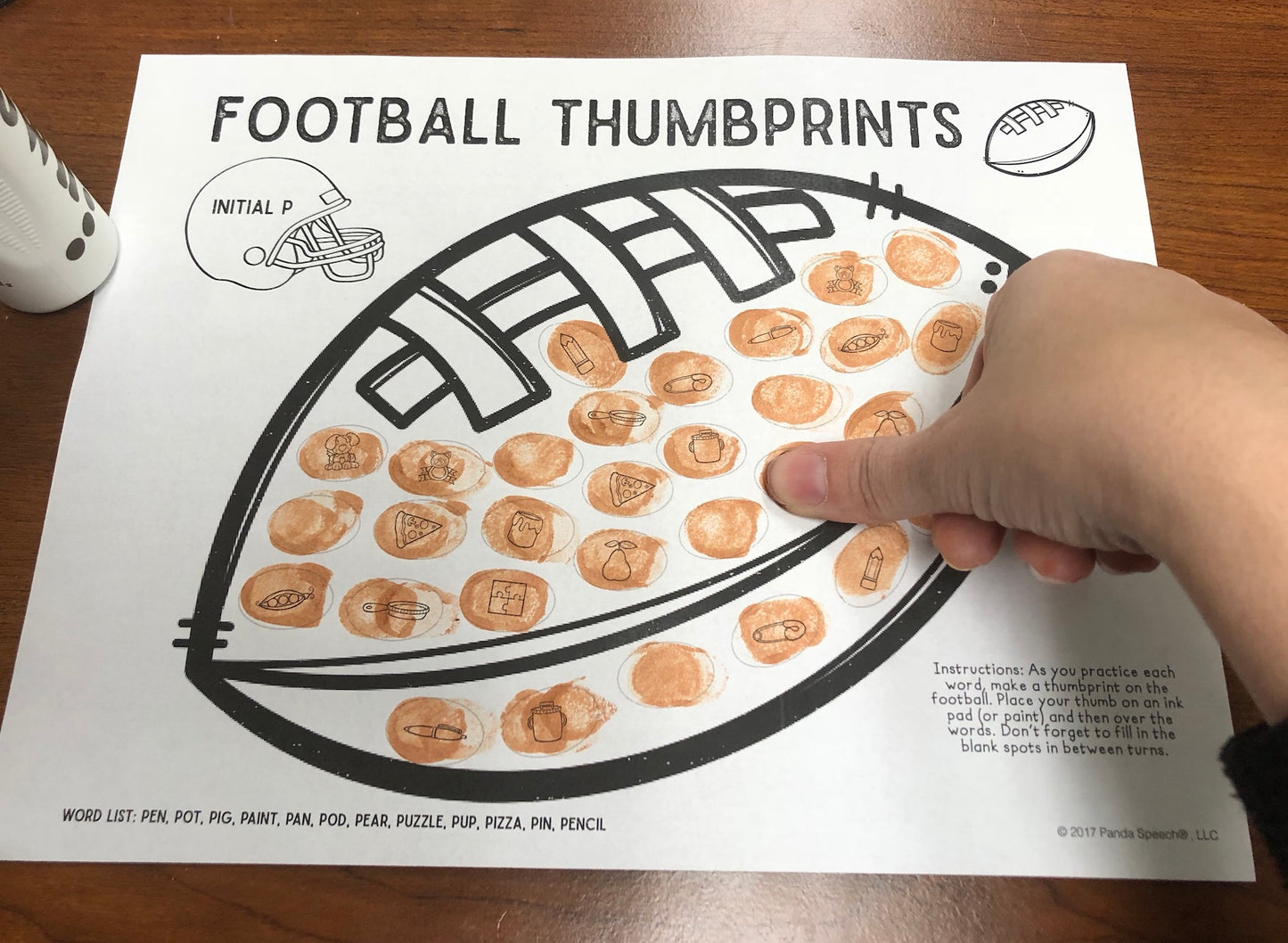 Football Thumbprints A Speech Therapy Craft Activity ~ Articulation Practice