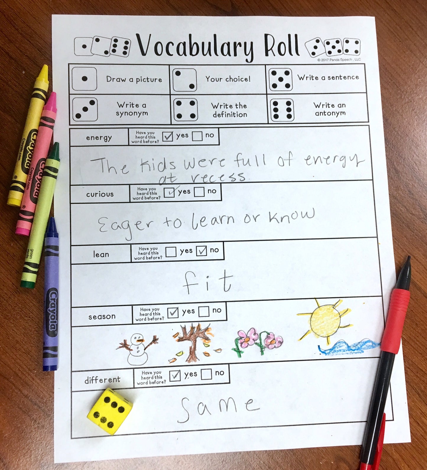 Vocabulary Roll with Tier II Words ~ Language and Vocabulary Dice Activity