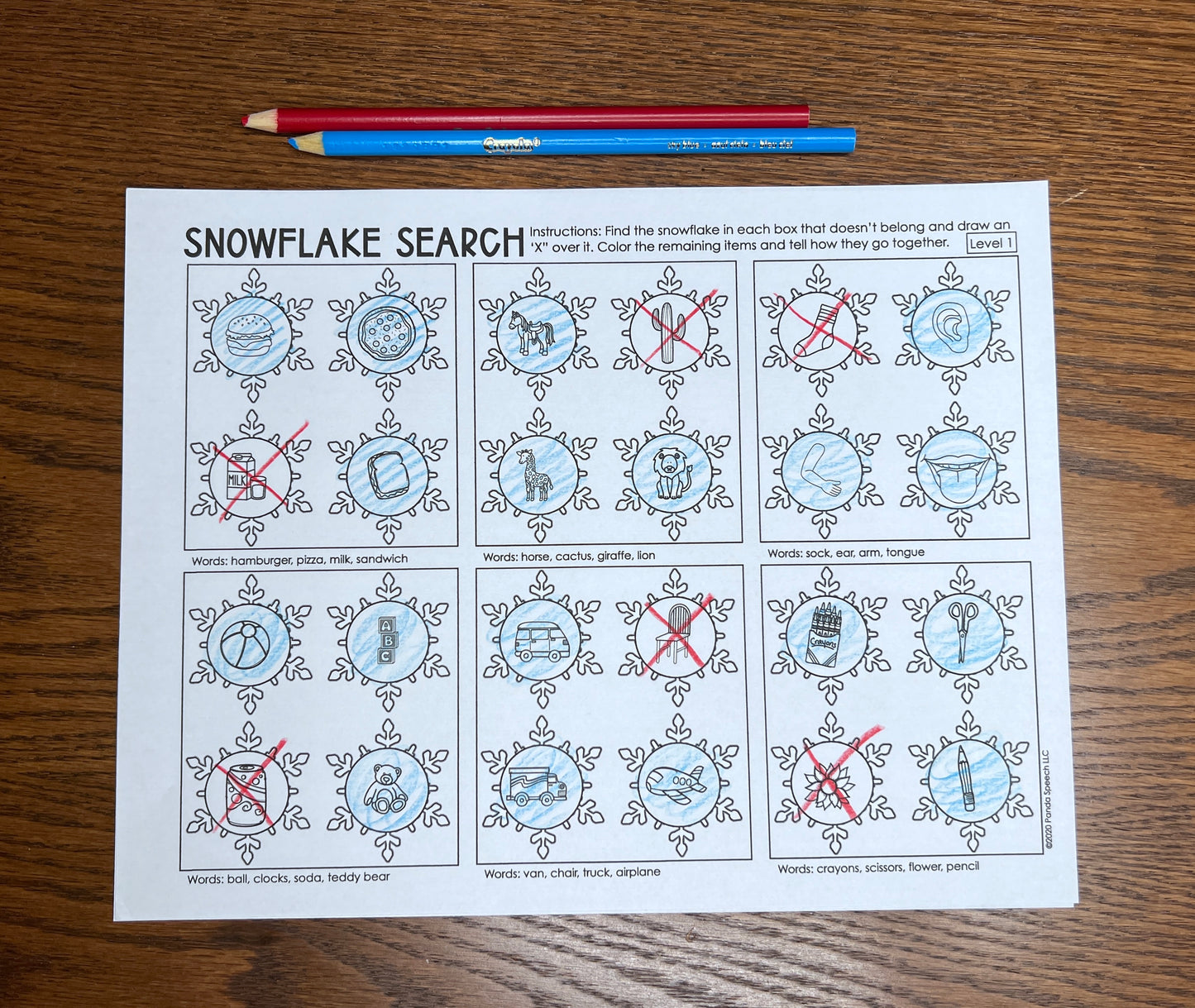 Snowstorm Categories No Prep Speech Therapy Worksheets