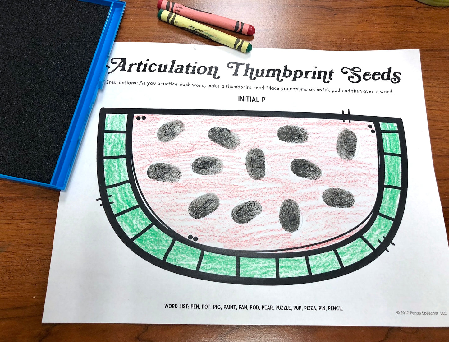 Watermelon Seeds Thumbprints A Speech Therapy Craft Activity ~ Articulation Practice