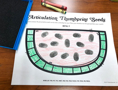 Watermelon Seeds Thumbprints A Speech Therapy Craft Activity ~ Articulation Practice
