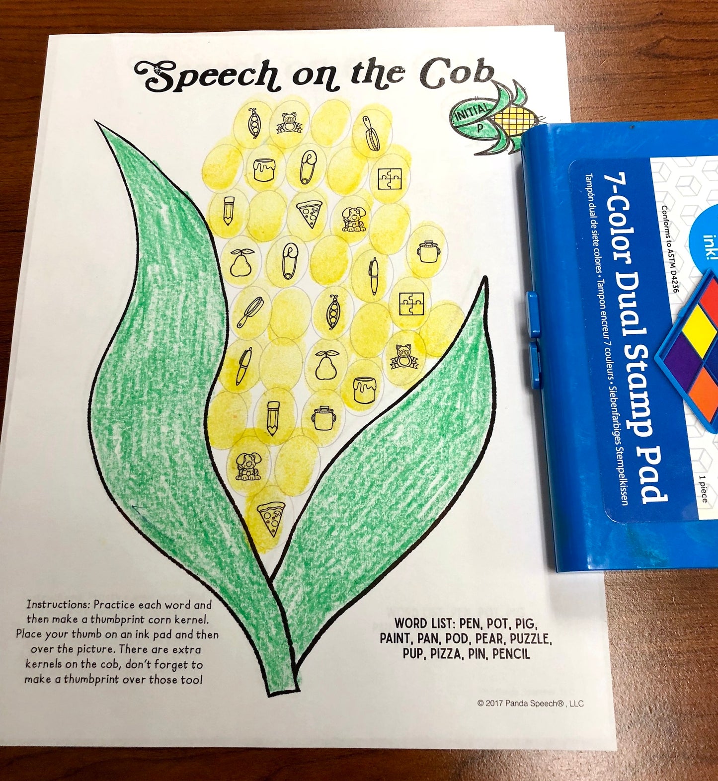 Corn on the Cob Thumbprints A Speech Therapy Craft Activity ~ Articulation Practice