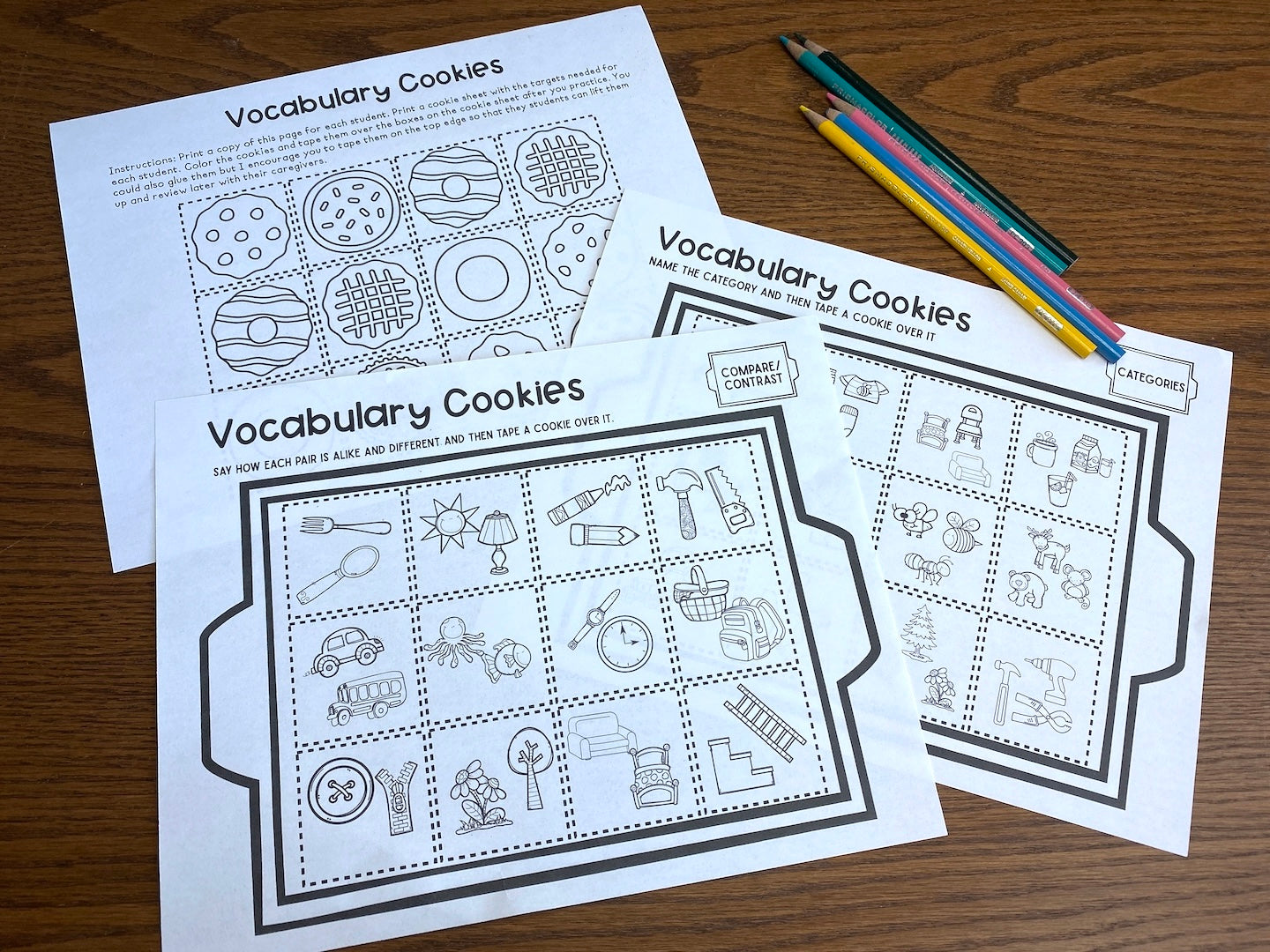 Vocabulary Cookies ~ Cut and Paste Craft for Speech Therapy