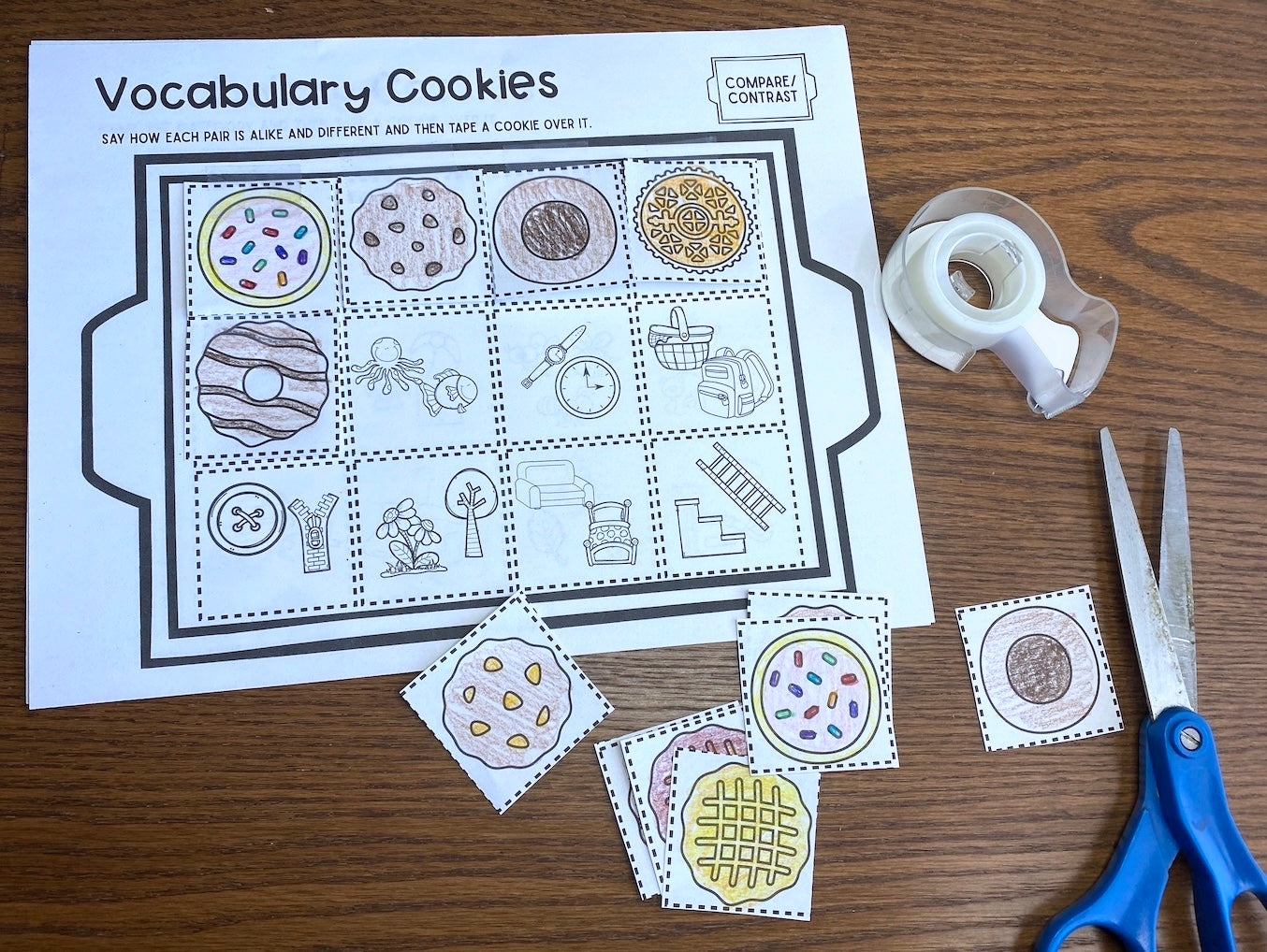 Vocabulary Cookies ~ Cut and Paste Craft for Speech Therapy