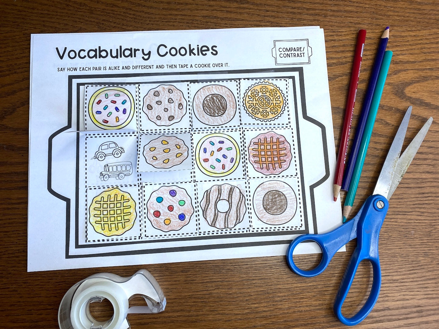 Vocabulary Cookies ~ Cut and Paste Craft for Speech Therapy