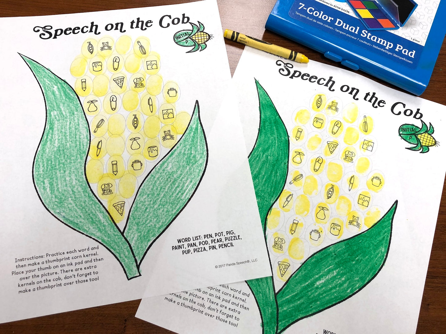 Corn on the Cob Thumbprints A Speech Therapy Craft Activity ~ Articulation Practice