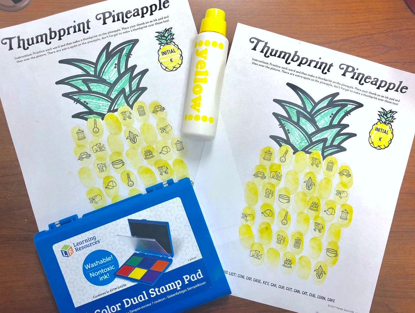 Pineapple Thumbprints A Speech Therapy Craft Activity ~ Articulation Practice