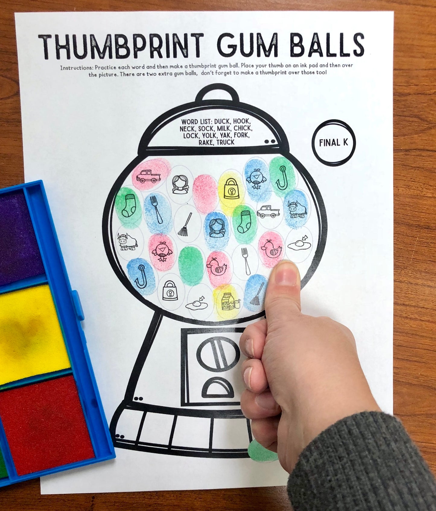 Gum ball Thumbprints A Speech Therapy Craft Activity ~ Articulation Practice