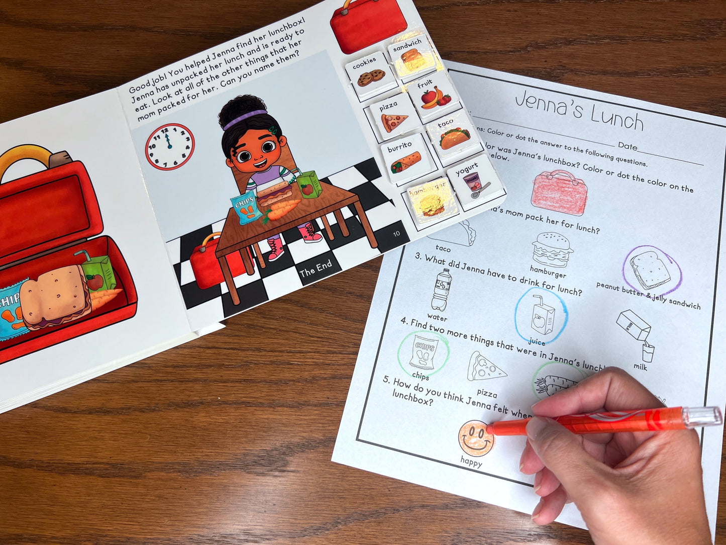 Clearance Jenna's Lunch (imperfection)  ~  Lift-a-Flap Board Book + downloadable extras (Clothing Theme)