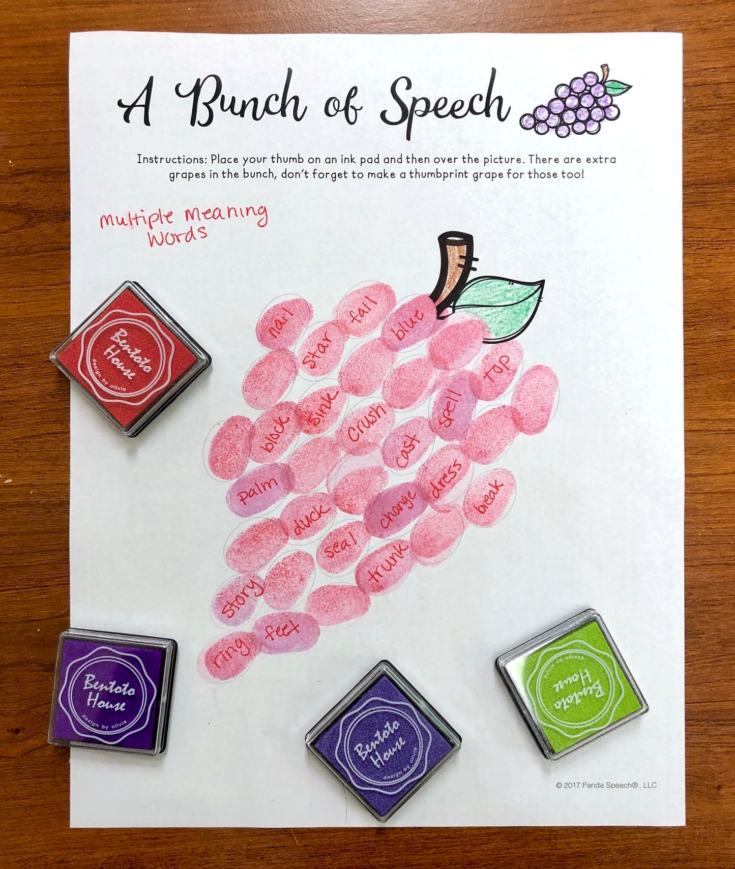 Grape Thumbprints A Speech Therapy Craft Activity ~ Articulation Practice (Copy)