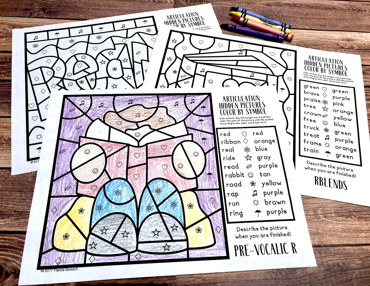 Color by Symbol Hidden Pictures - Back to School ~ A Speech Therapy Articulation Activity