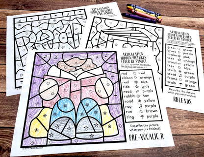 Color by Symbol Hidden Pictures - Back to School ~ A Speech Therapy Articulation Activity