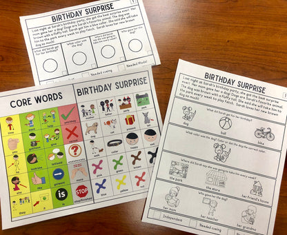 Simple Story Comprehension with picture support, great for  AAC Users (Print and make activity)