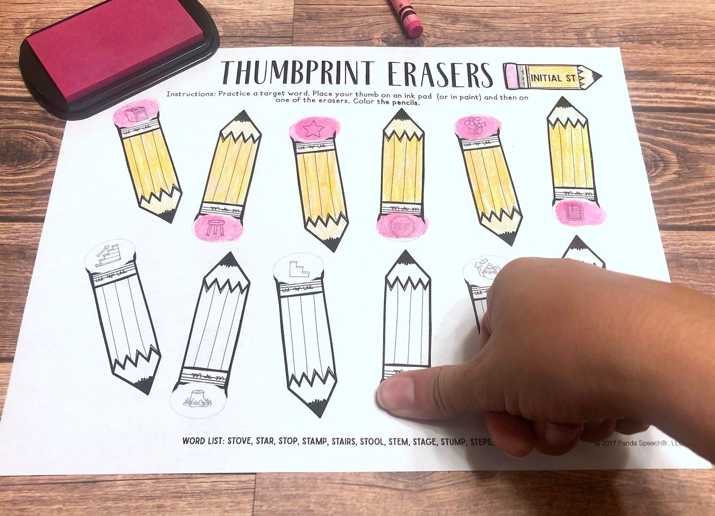 Eraser Thumbprints A Speech Therapy Craft Activity ~ Articulation Practice