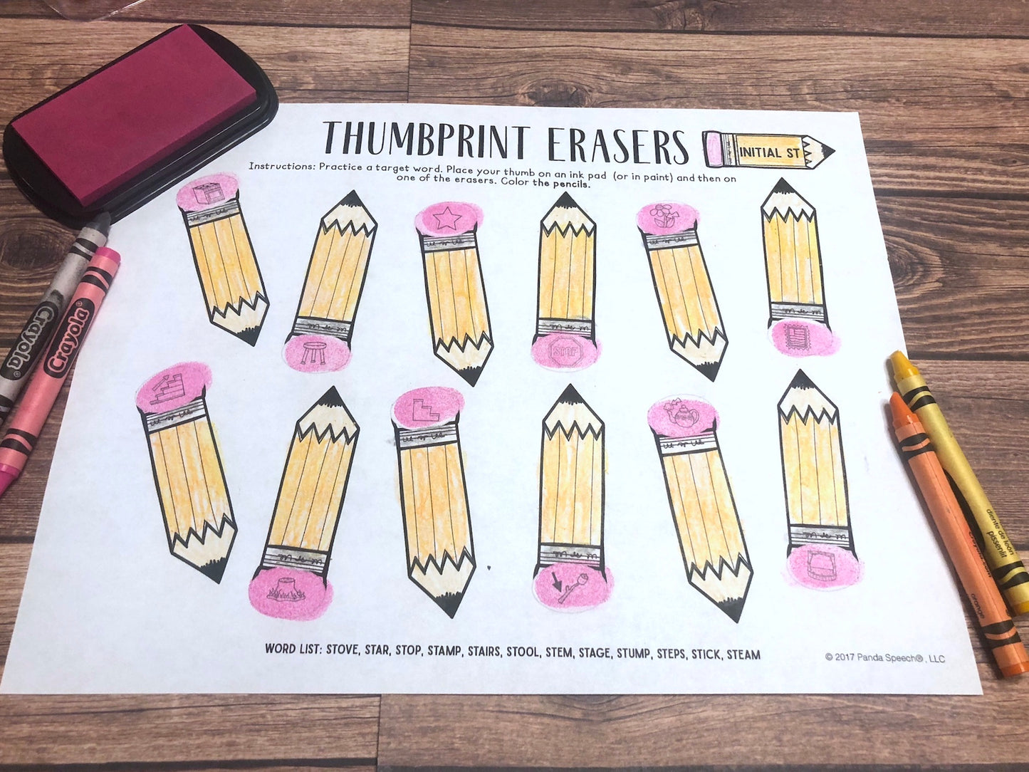 Eraser Thumbprints A Speech Therapy Craft Activity ~ Articulation Practice