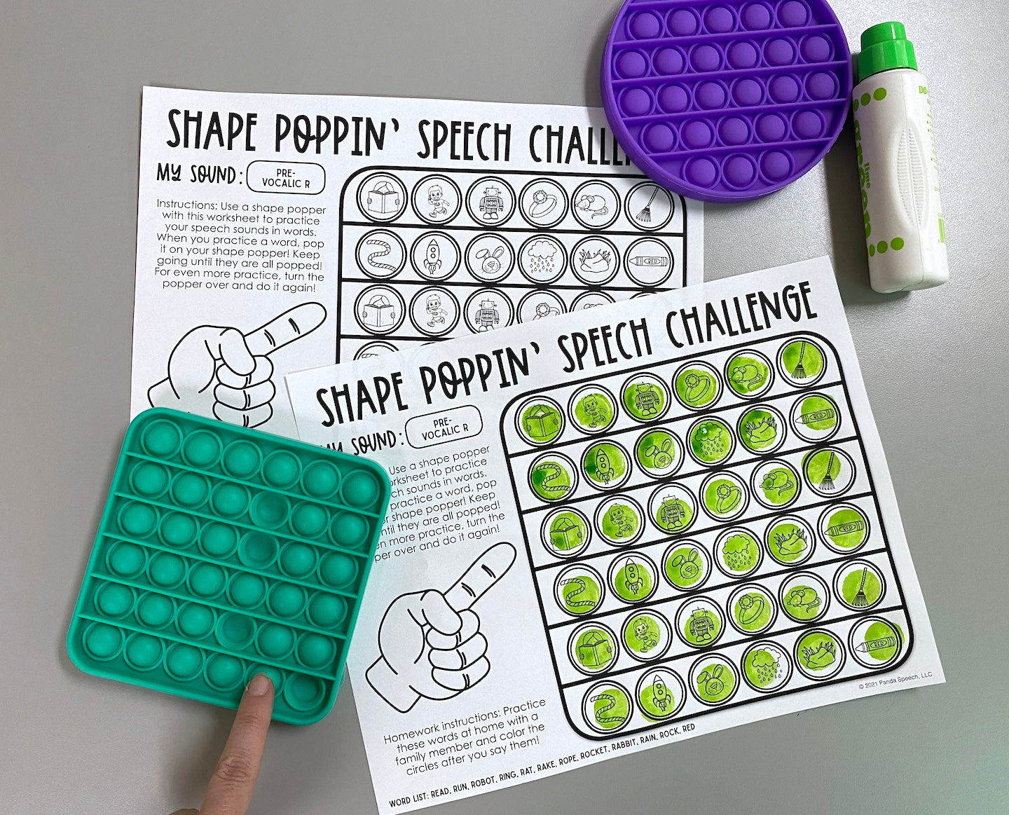 Shape Poppin' Articulation:  A speech therapy toy companion in Spanish