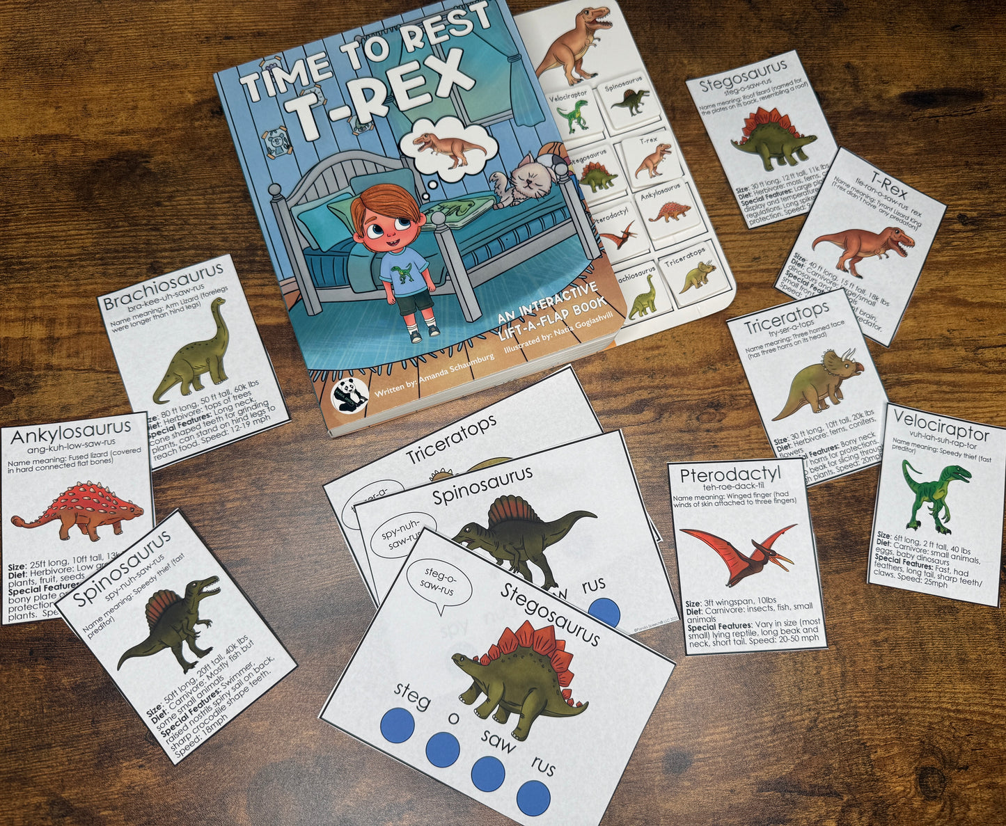 NEW! Time to Rest T-Rex ~  Lift-a-Flap Board Book + downloadable extras