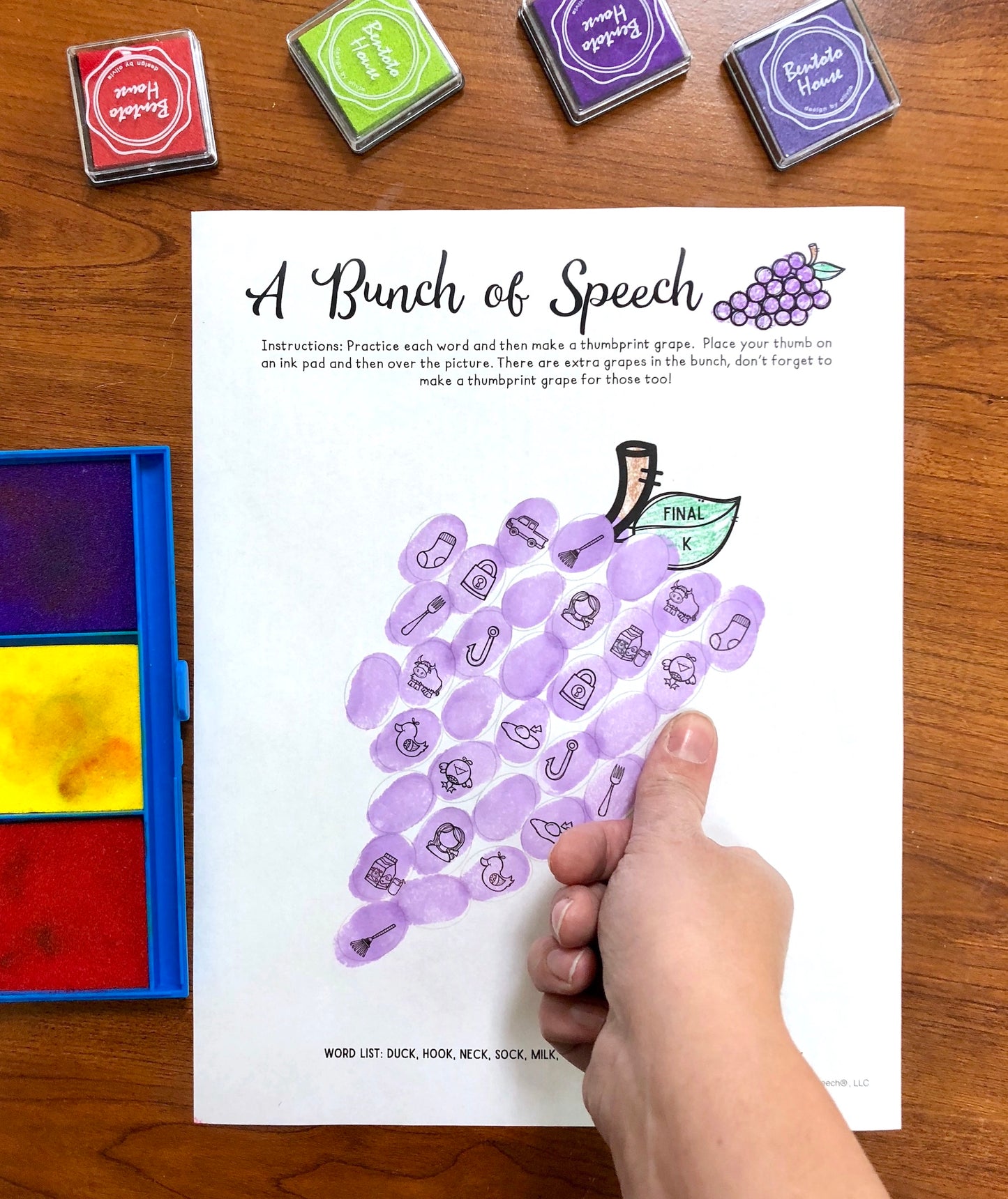 Grape Thumbprints A Speech Therapy Craft Activity ~ Articulation Practice (Copy)