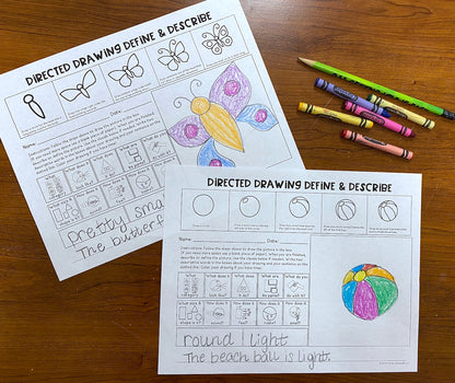 Seasonal Directed Drawing Define & Describe  ~ Print & Go for Speech Therapy + digital options