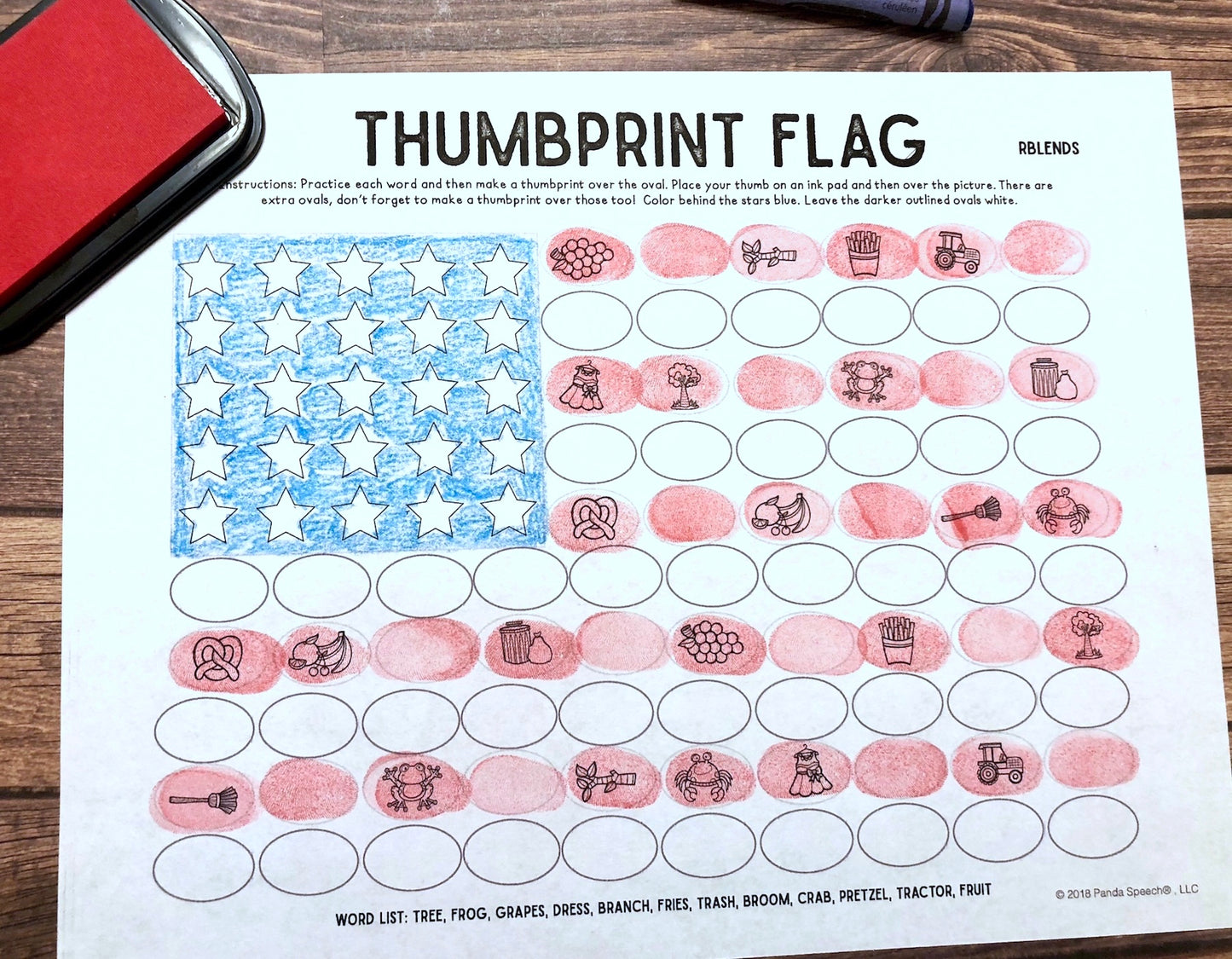 Flag Thumbprints A Speech Therapy Craft Activity ~ Articulation Practice