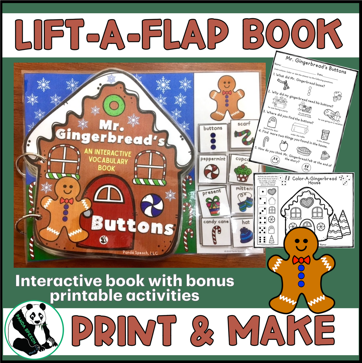 Mr. Gingerbread's Buttons Lift a Flap Book (Print & Make Book)