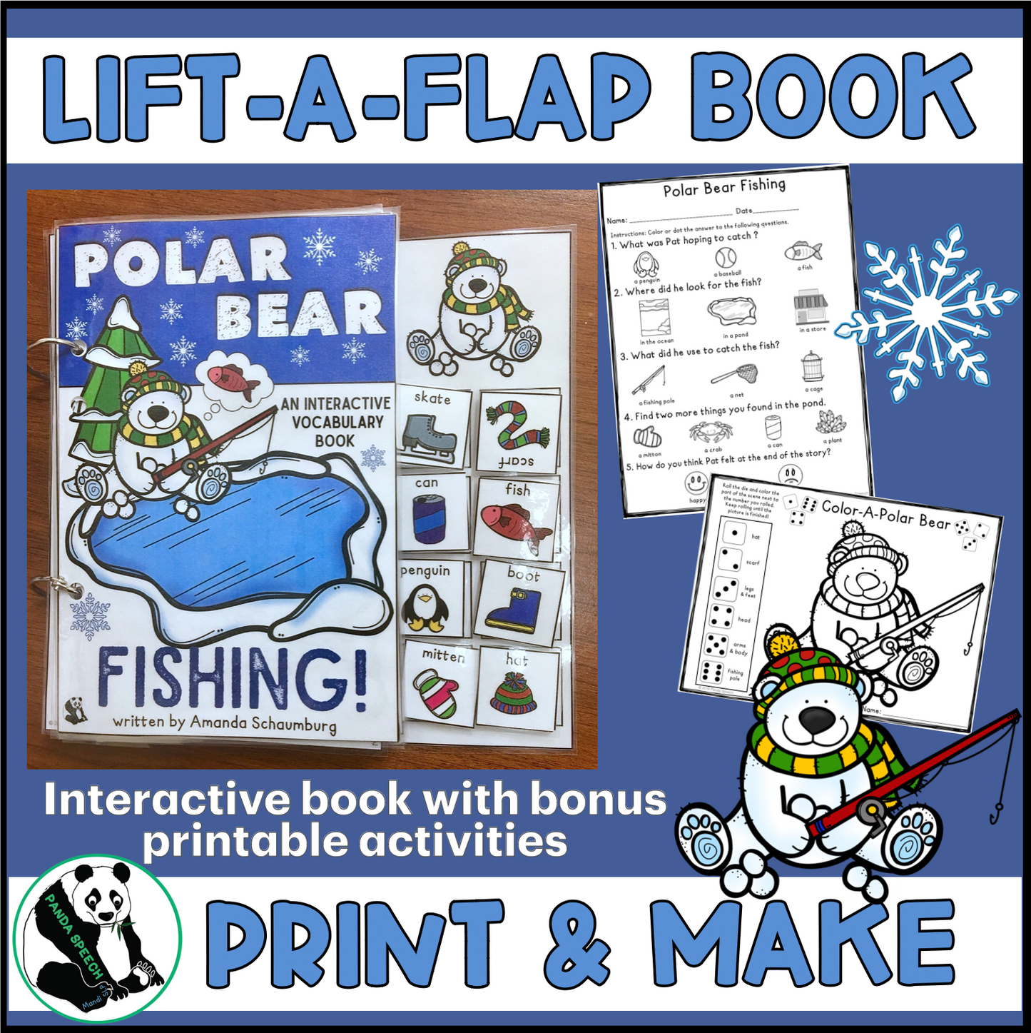 Polar Bear Fishing Lift a Flap Book  (Print & Make Book)