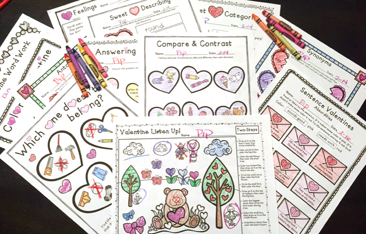 Valentines Quick NO PREP Language Pack ~ Print & Go for Language Speech Therapy