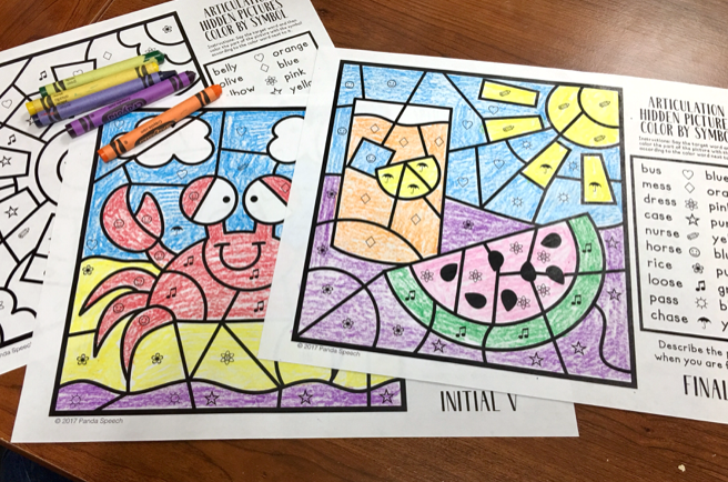 Color by Symbol Hidden Pictures - SUMMER ~ A Speech Therapy Articulation Activity