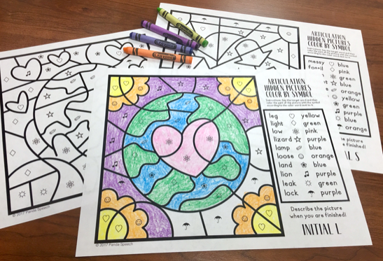 Color by Symbol Hidden Pictures - Earth Day ~ A Speech Therapy Articulation Activity