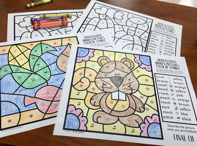 Color by Symbol Hidden Pictures - FALL ~ A Speech Therapy Activity (Articulation and Language)