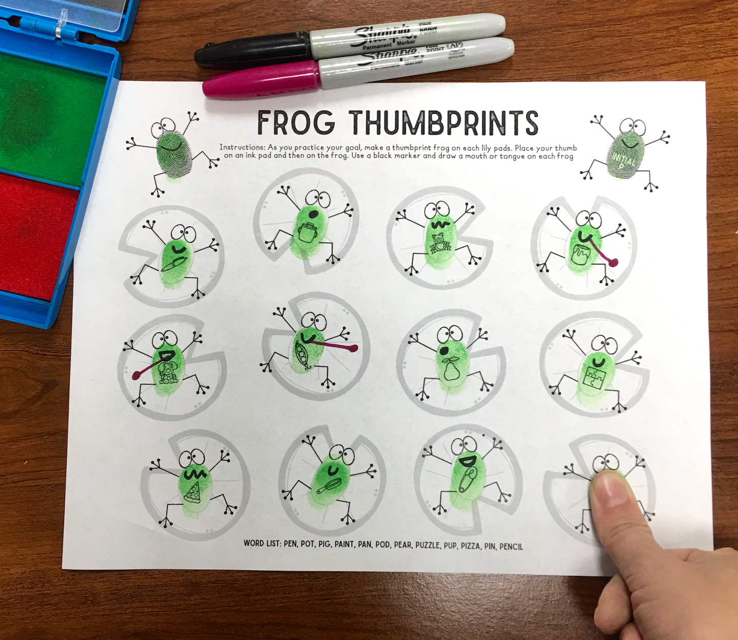 Frog Thumbprints A Speech Therapy Craft Activity ~ Articulation Practice