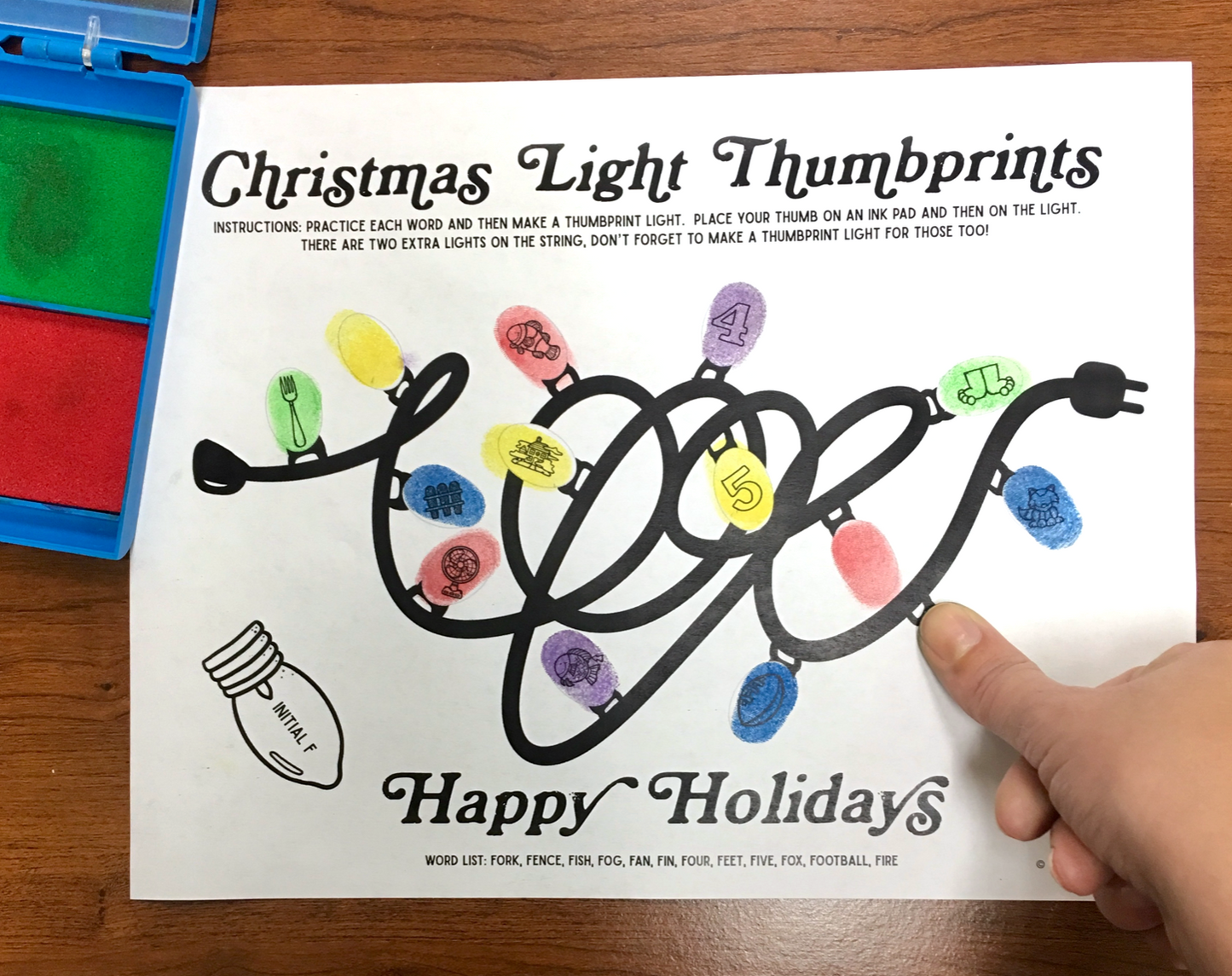 Holiday Lights Thumbprints A Speech Therapy Craft Activity ~ Articulation Practice