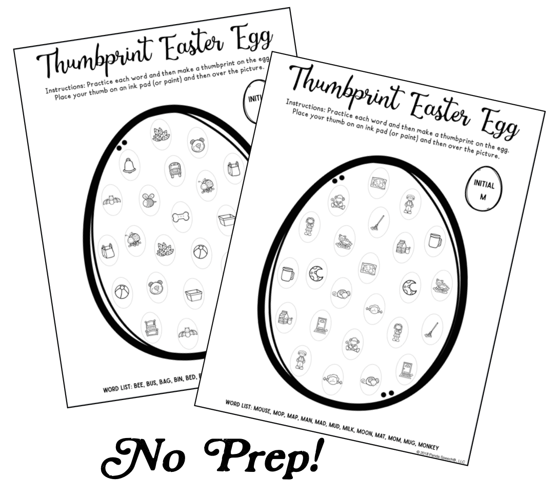 East Egg Thumbprints A Speech Therapy Craft Activity ~ Articulation Practice