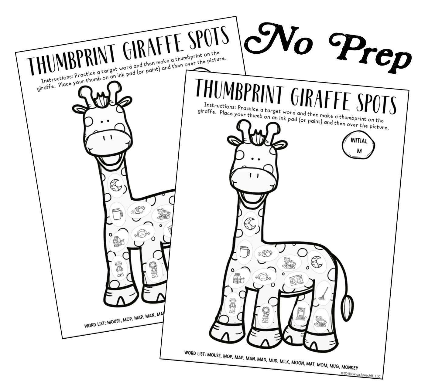 Giraffe Spots Thumbprints A Speech Therapy Craft Activity ~ Articulation Practice (Copy)