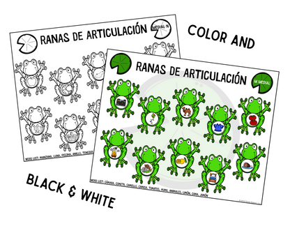 Ranas de Articulación~ Speech Therapy Cut & Paste Craft in Spanish