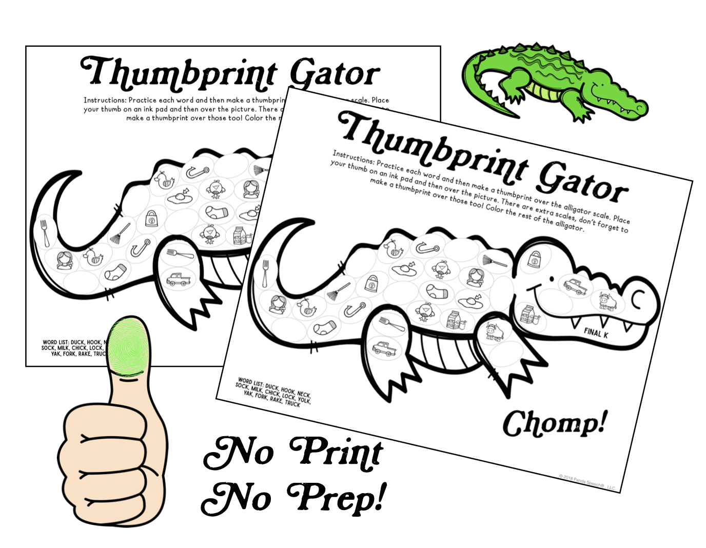 Gator Thumbprints A Speech Therapy Craft Activity ~ Articulation Practice (Copy) (Copy)