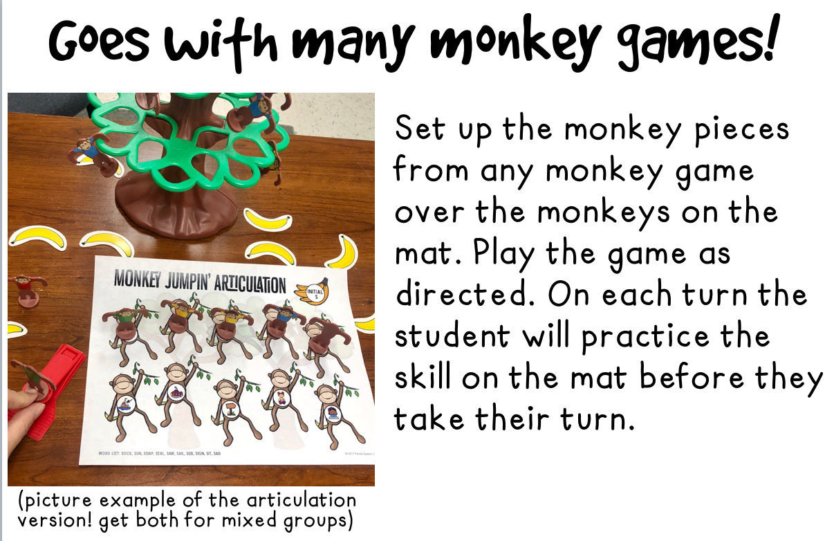 Monkey Jumpin' or Barrel of Monkeys Language~ Speech Therapy Game Companion for ANY Monkey Game