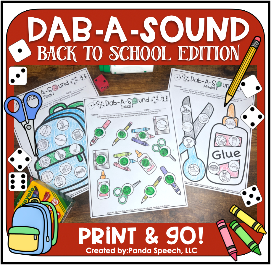 Dab a Sound Back to School Edition ~ Print & Go for Articulation SpeechTherapy