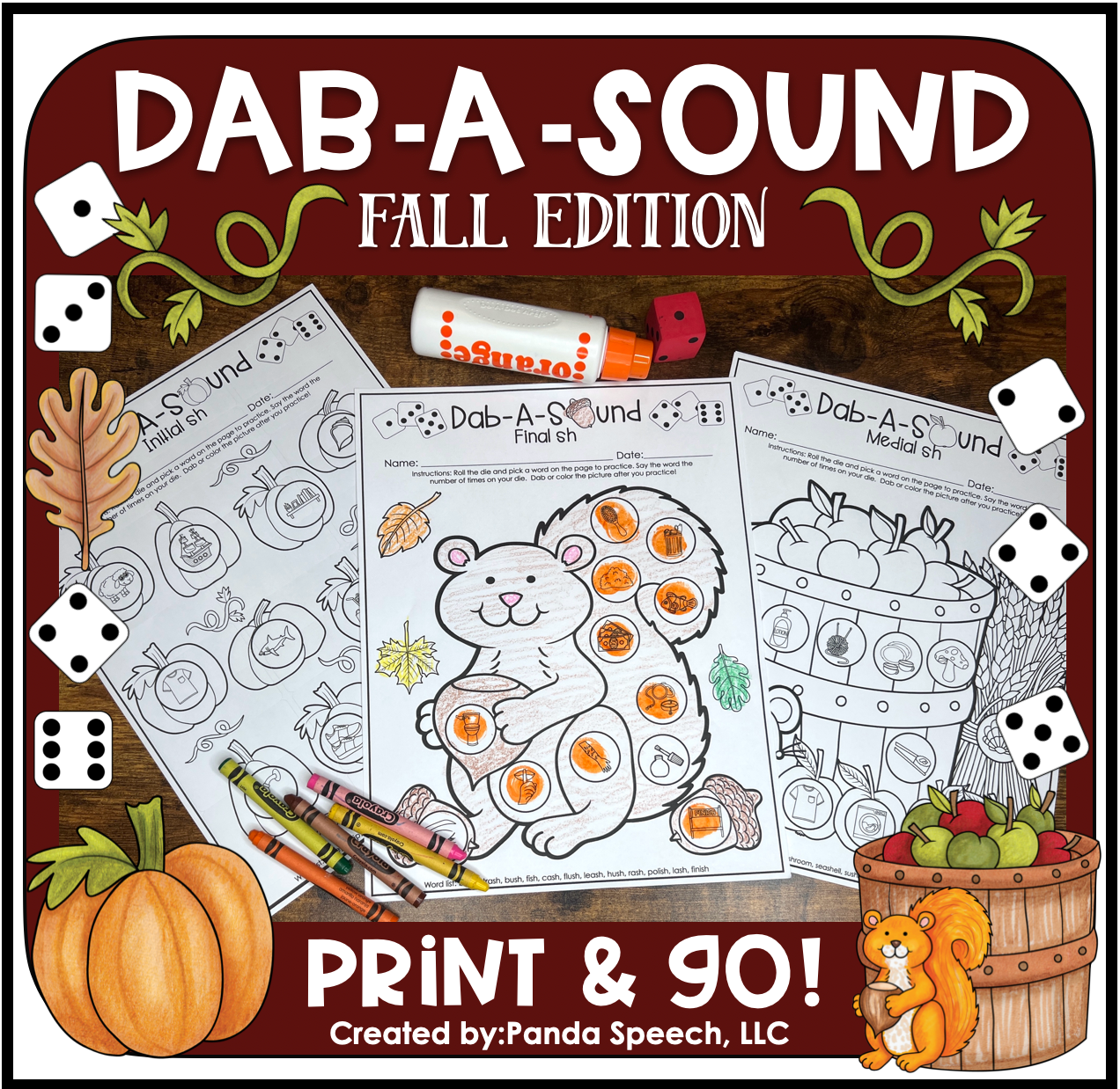 Dab a Sound Fall Edition ~ Print & Go for Articulation SpeechTherapy