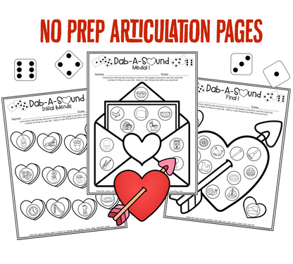 Dab a Sound Sweet Heart  Edition ~ Print & Go for Articulation SpeechTherapy