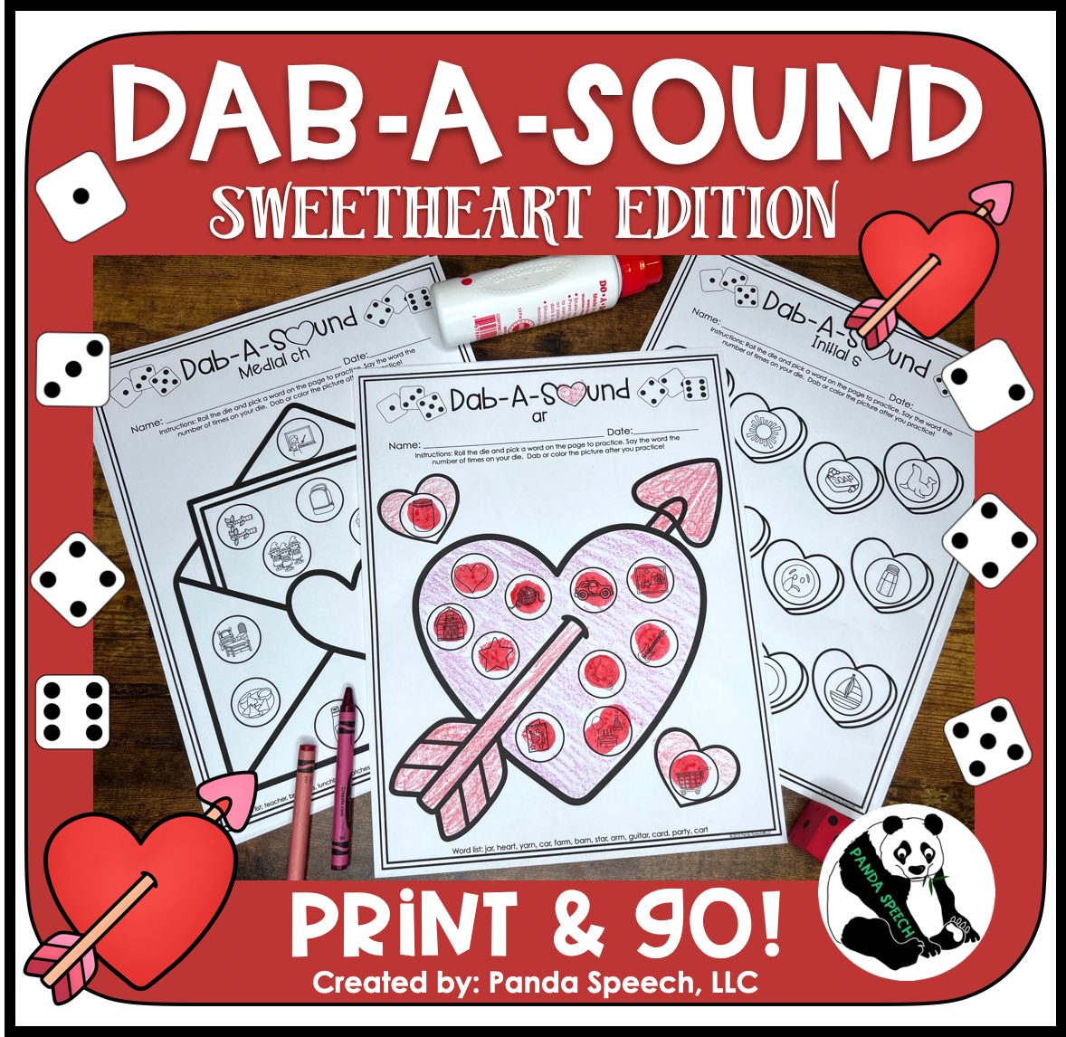 Dab a Sound Sweet Heart  Edition ~ Print & Go for Articulation SpeechTherapy