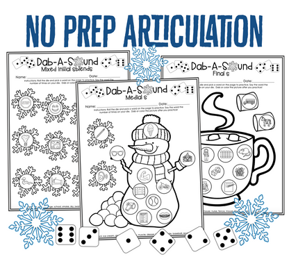 Dab a Sound Winter Edition ~ Print & Go for Articulation Speech Therapy