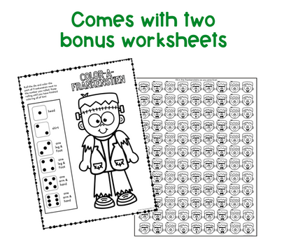 Build A Frankenstein Open Ended Dice Game + BONUS worksheets