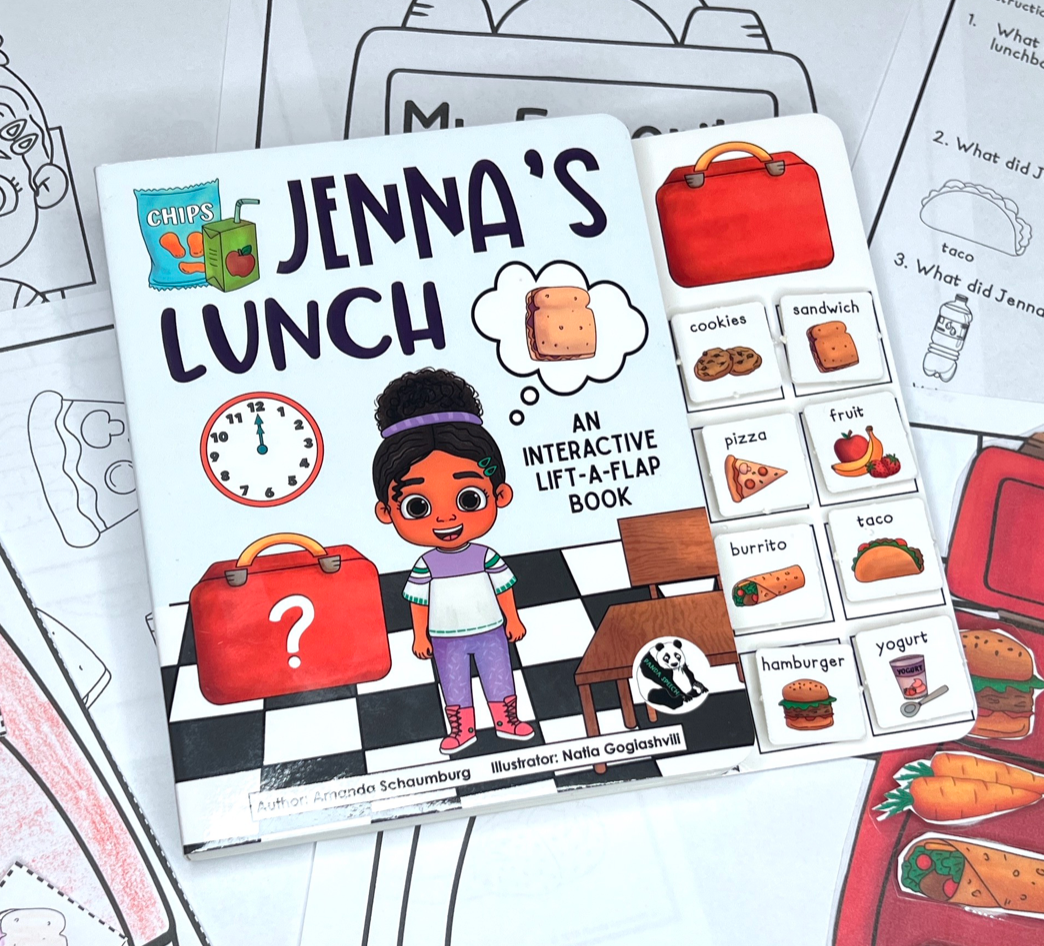 Clearance Jenna's Lunch (imperfection)  ~  Lift-a-Flap Board Book + downloadable extras (Clothing Theme)