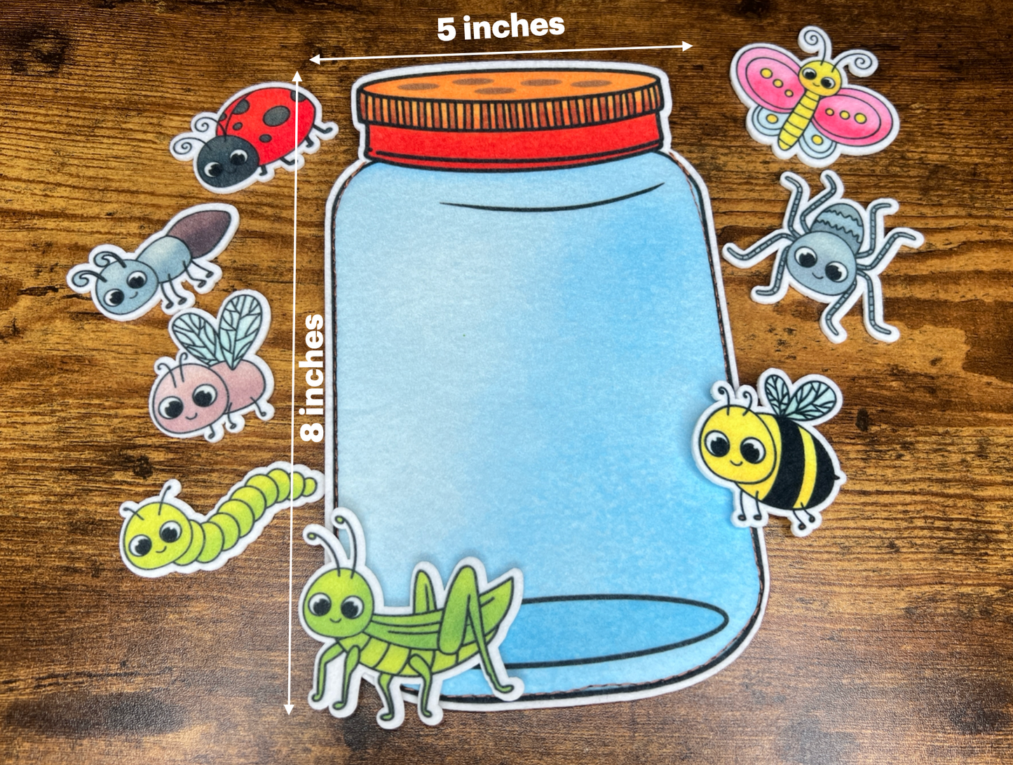 Felt Story Companion Set for Jacob's Bug Collection~ Felt bug jar and bugs (from book)