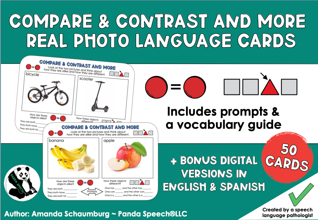 Real Photo Language Cards: Compare and Contrast & More (Physical Cards)