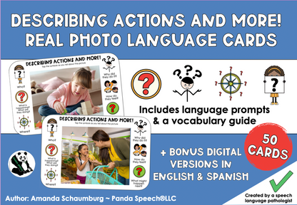 Real Photo Language Cards: Describing Actions & More (Physical Cards)